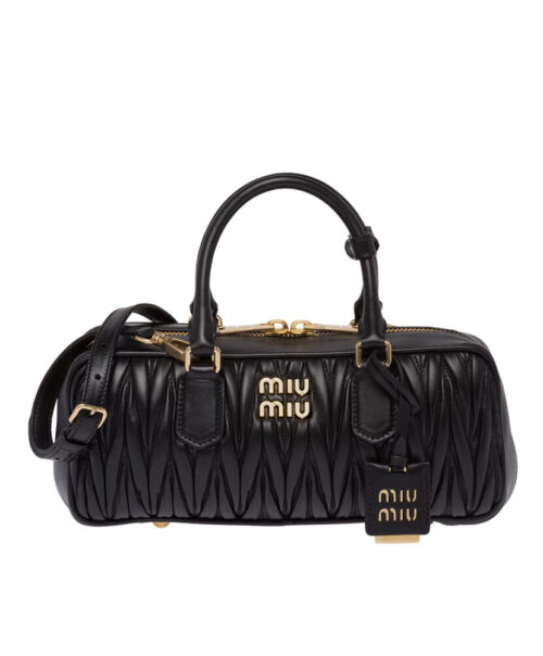 Miumiu Matelasse Nappa Leather Top-handle Bag 5BB148 Black